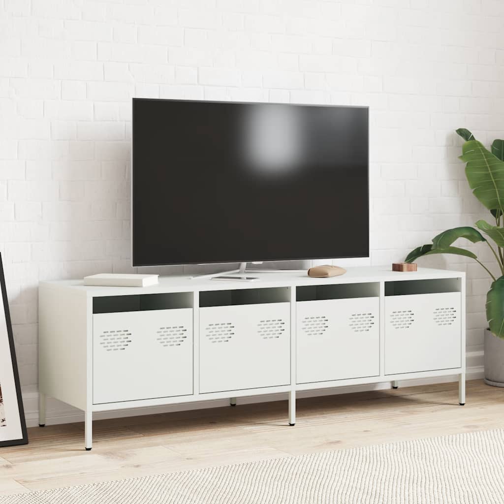 TV-skab Hvid 135x39x43,5 cm Koldvalset stål