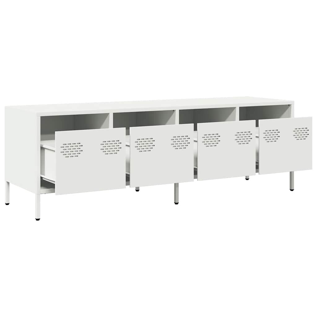 TV-skab Hvid 135x39x43,5 cm Koldvalset stål
