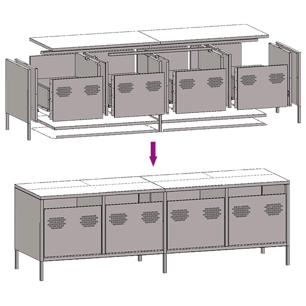 TV-skab Hvid 135x39x43,5 cm Koldvalset stål