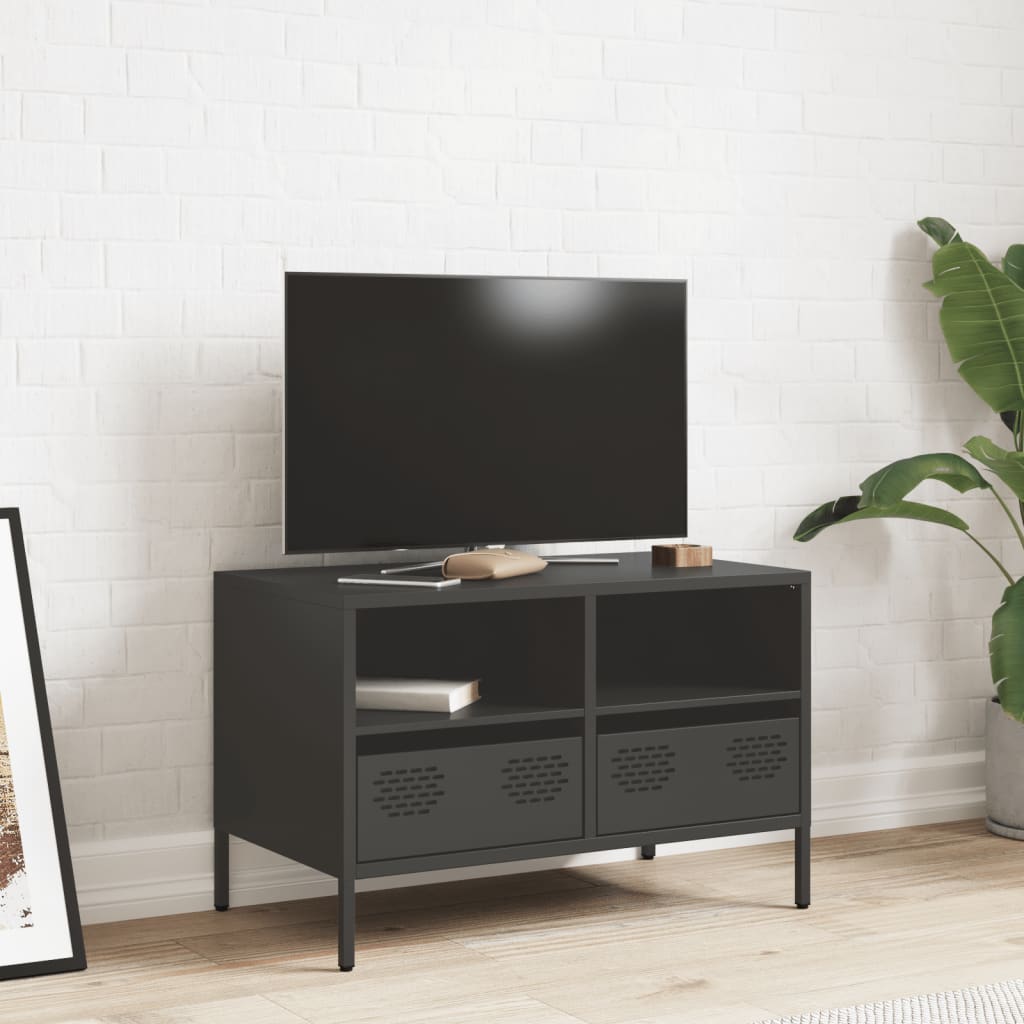 TV-skab Sort 68x39x43,5 cm Koldvalset stål