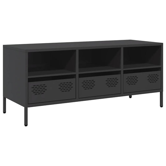 TV-skab Sort 101,5x39x43,5 cm Koldvalset stål