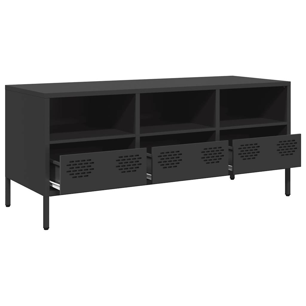 TV-skab Sort 101,5x39x43,5 cm Koldvalset stål