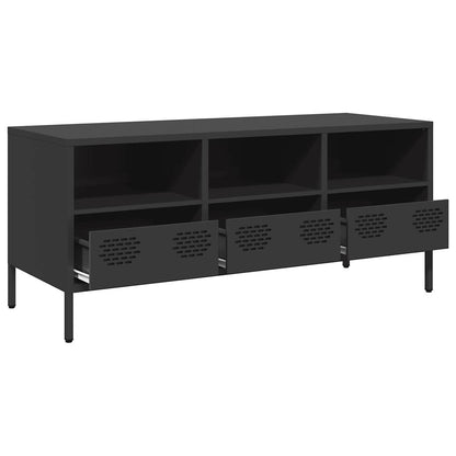 TV-skab Sort 101,5x39x43,5 cm Koldvalset stål