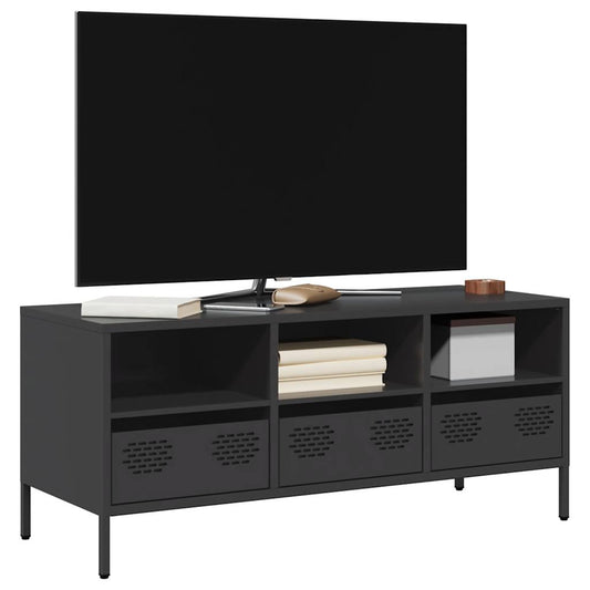 TV-skab Sort 101,5x39x43,5 cm Koldvalset stål