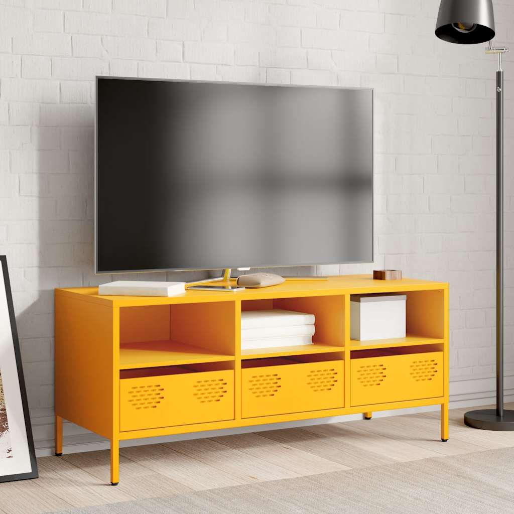 TV-skab Sennep Gul 101,5x39x43,5 cm Koldvalset stål