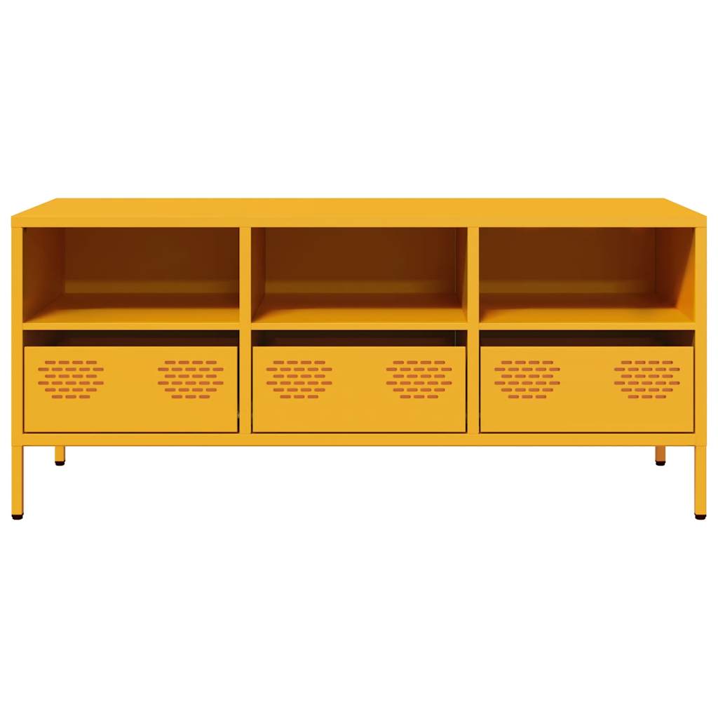 TV-skab Sennep Gul 101,5x39x43,5 cm Koldvalset stål