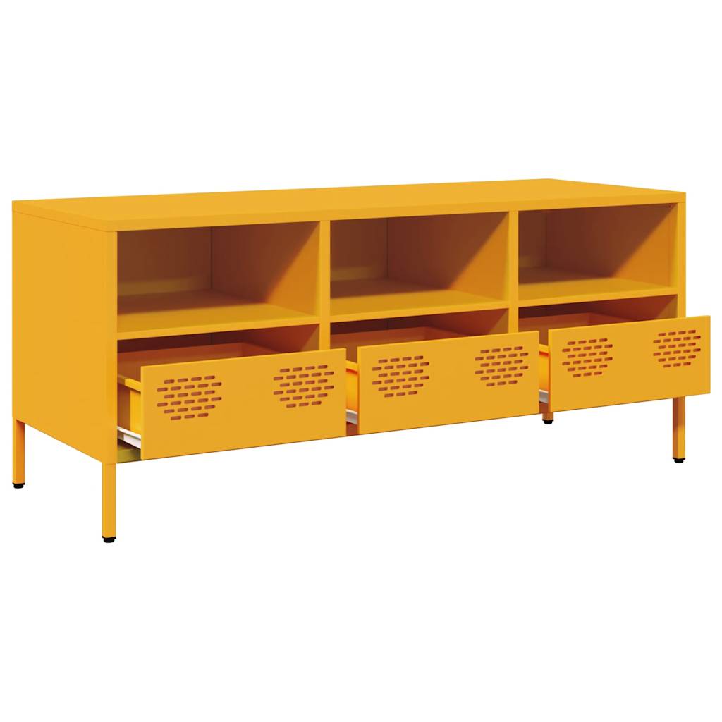 TV-skab Sennep Gul 101,5x39x43,5 cm Koldvalset stål