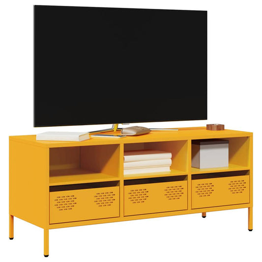 TV-skab Sennep Gul 101,5x39x43,5 cm Koldvalset stål