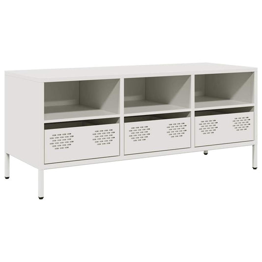TV-skab Hvid 101,5x39x43,5 cm Koldvalset stål