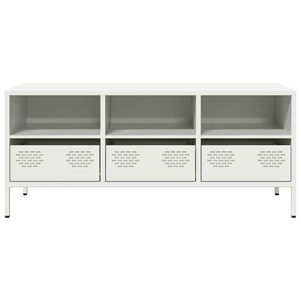 TV-skab Hvid 101,5x39x43,5 cm Koldvalset stål