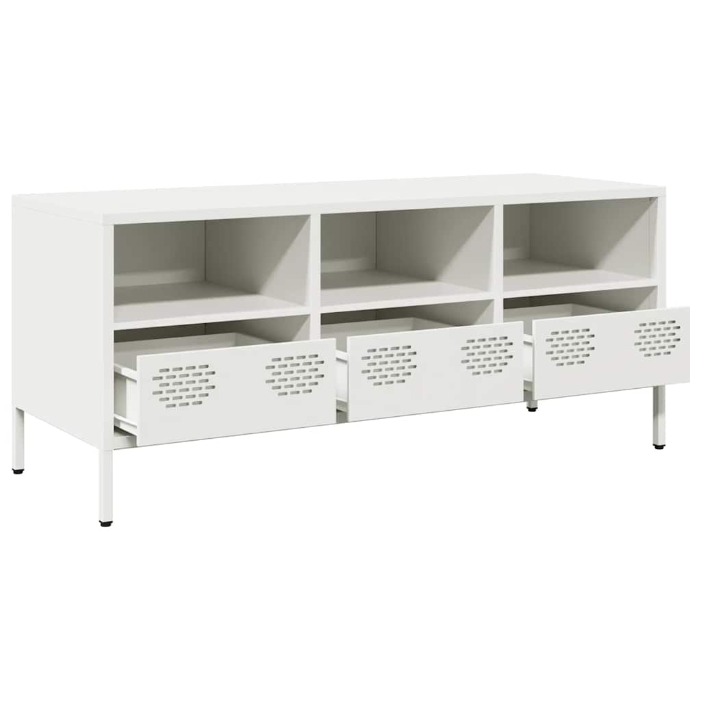 TV-skab Hvid 101,5x39x43,5 cm Koldvalset stål