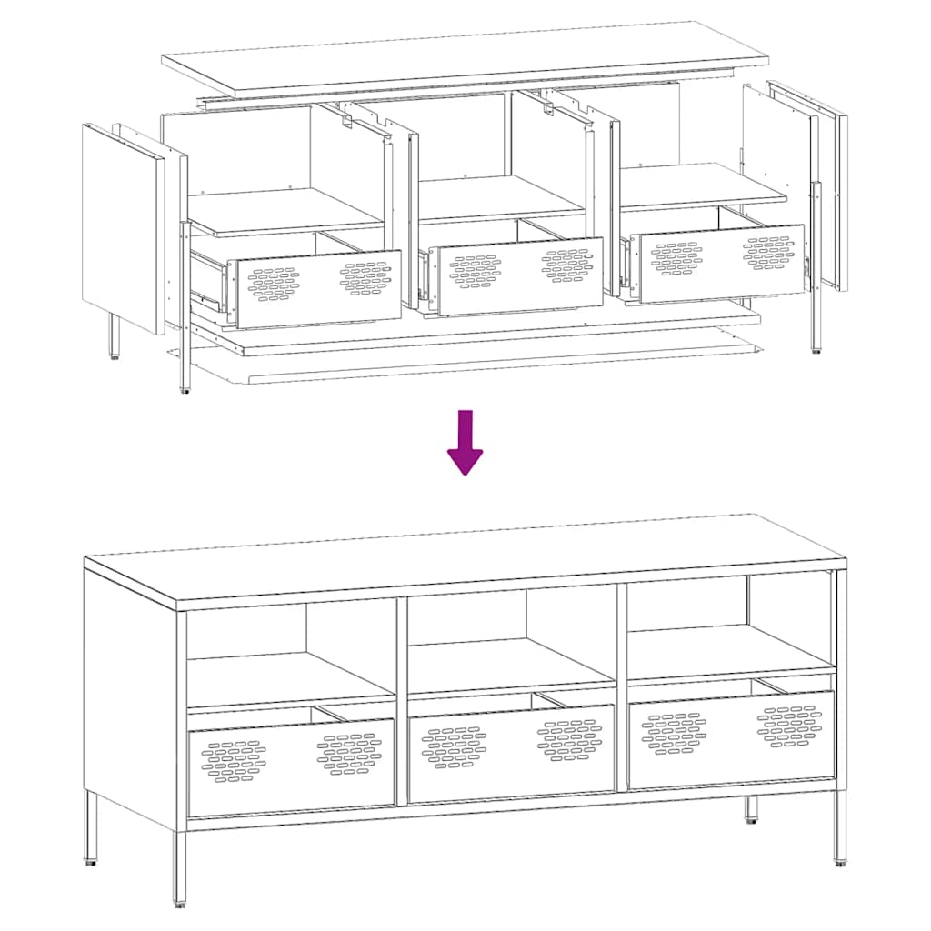 TV-skab Hvid 101,5x39x43,5 cm Koldvalset stål