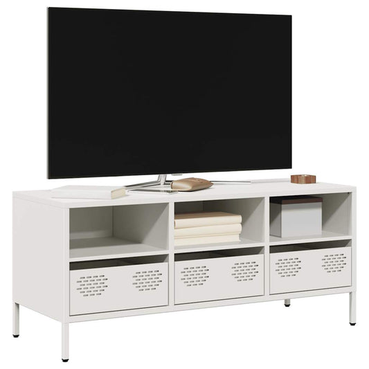 TV-skab Hvid 101,5x39x43,5 cm Koldvalset stål
