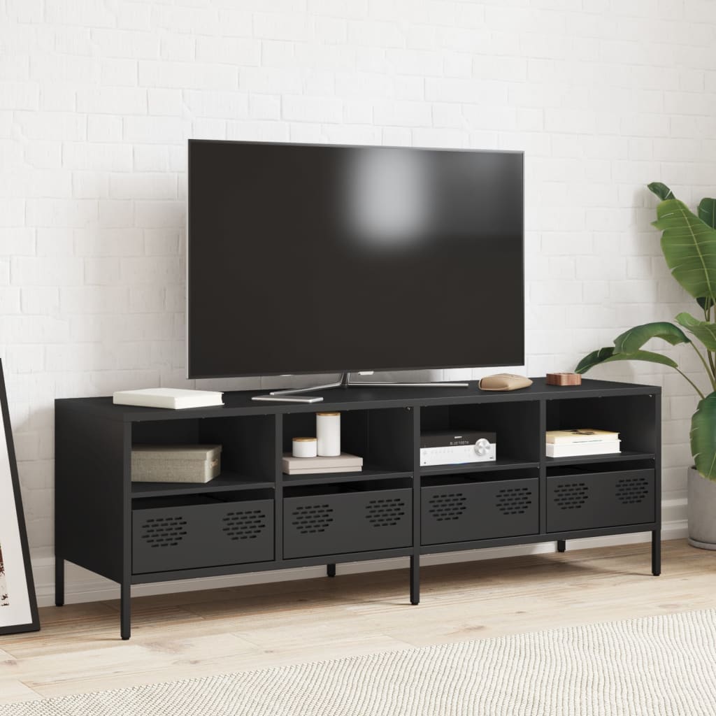 TV-skab Sort 135x39x43,5 cm Koldvalset stål