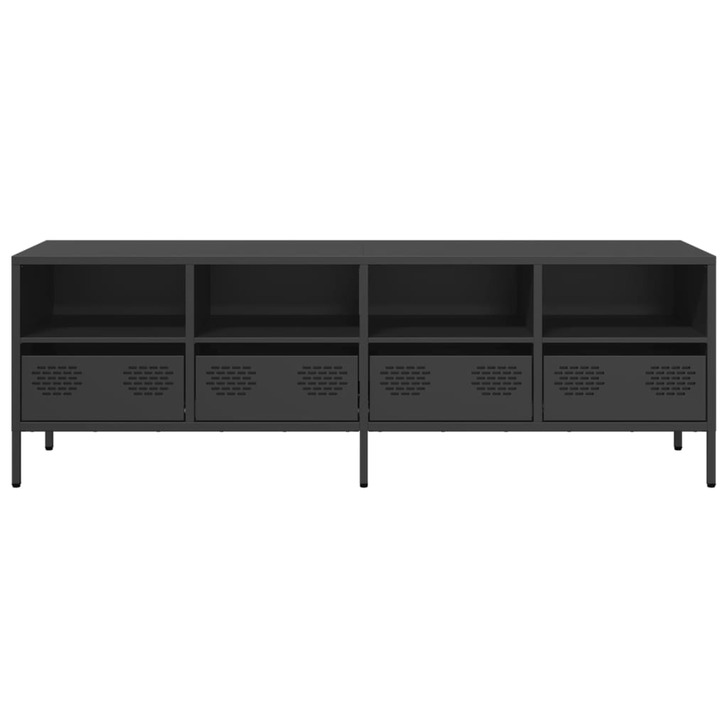TV-skab Sort 135x39x43,5 cm Koldvalset stål