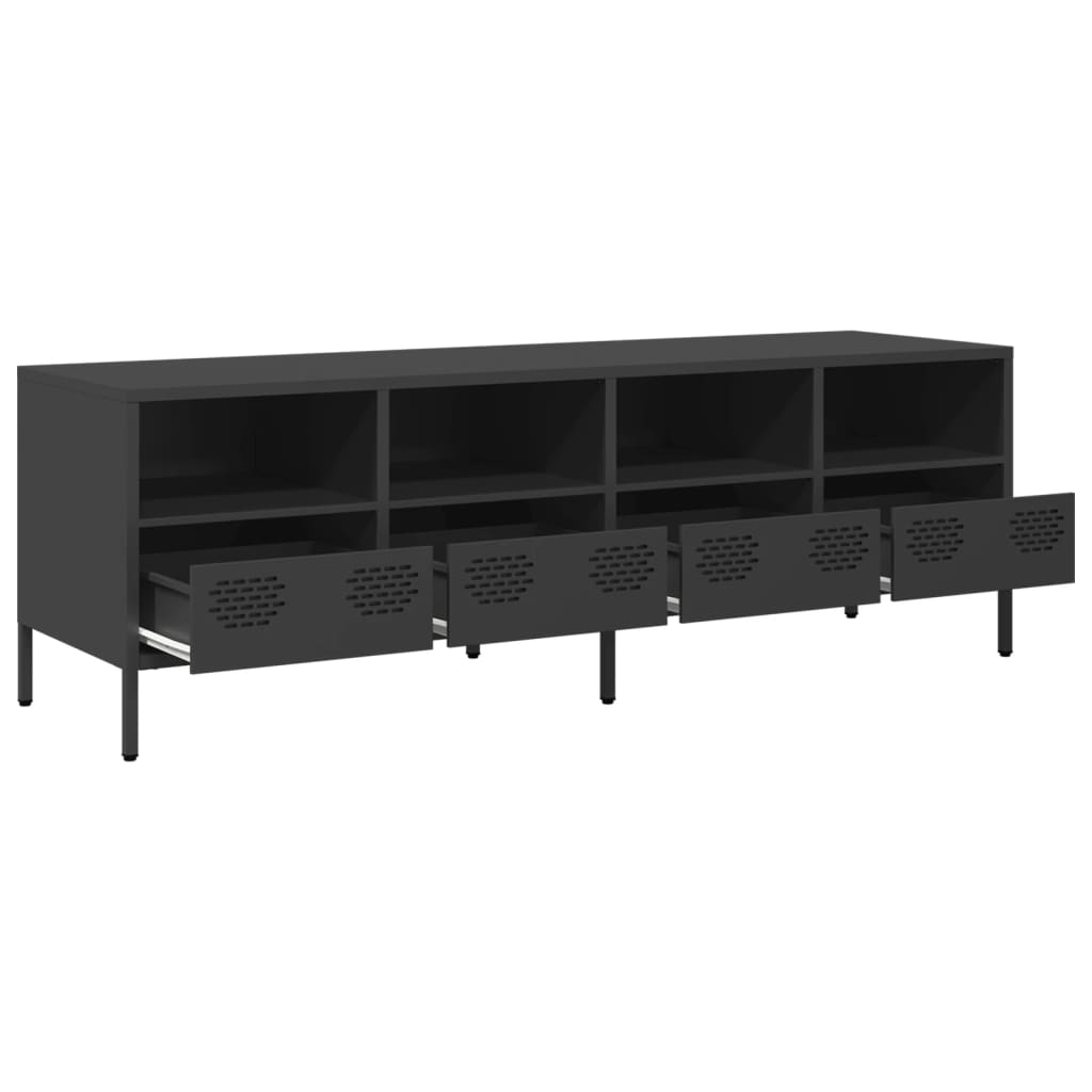 TV-skab Sort 135x39x43,5 cm Koldvalset stål