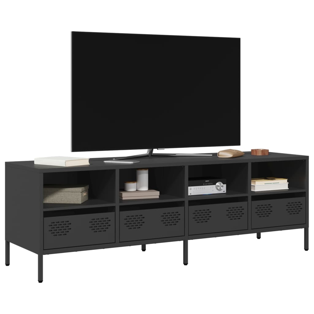TV-skab Sort 135x39x43,5 cm Koldvalset stål