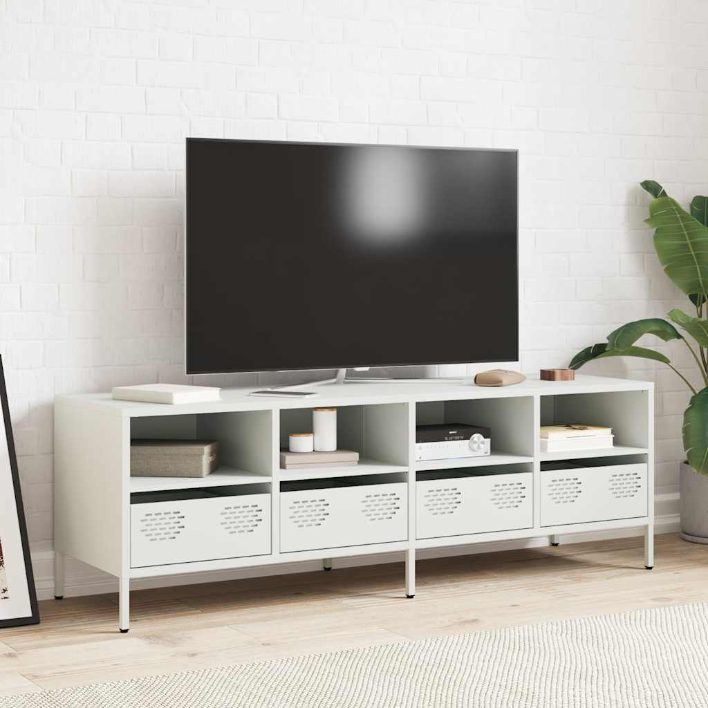 TV-skab Hvid 135x39x43,5 cm Koldvalset stål