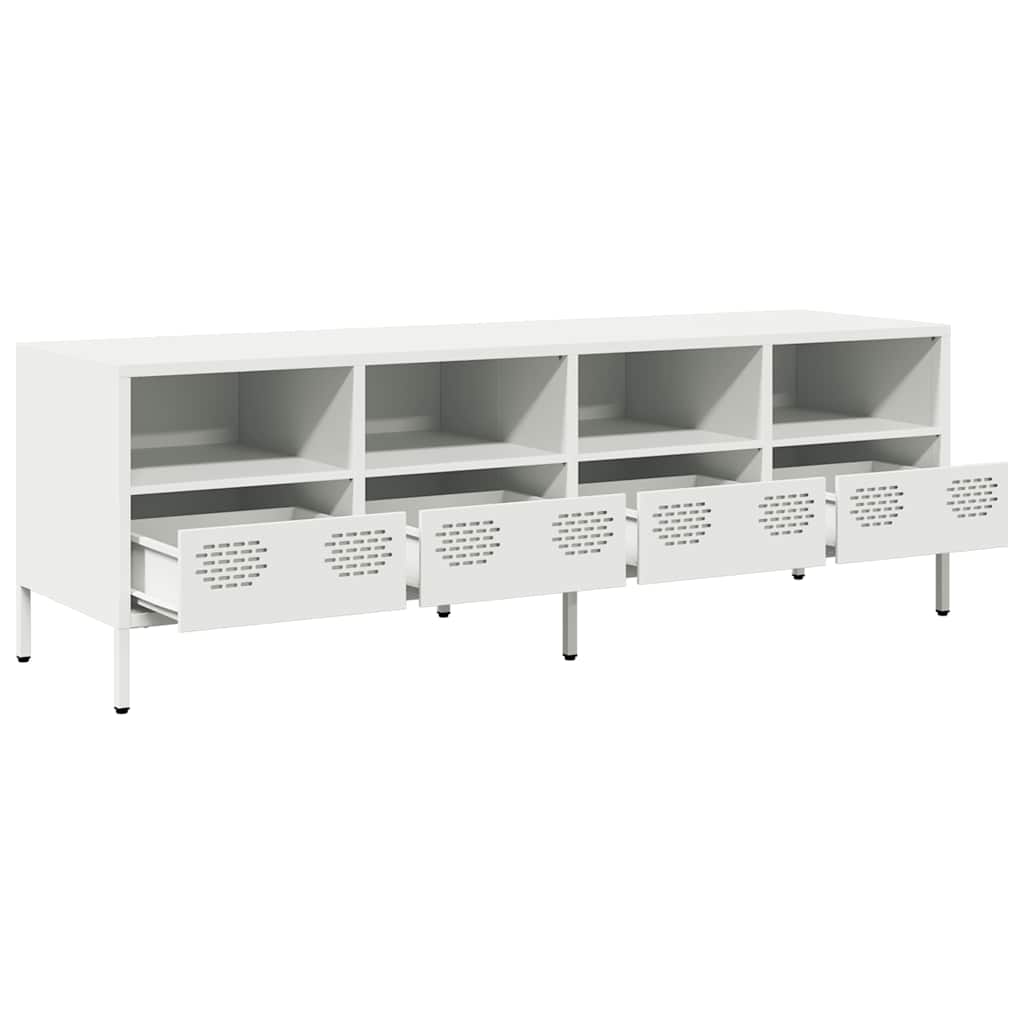 TV-skab Hvid 135x39x43,5 cm Koldvalset stål