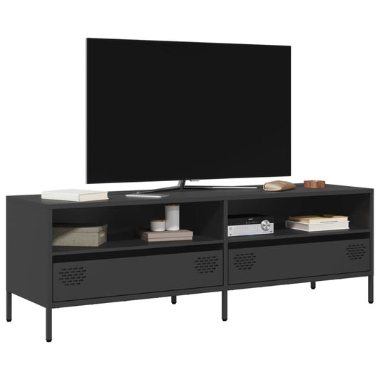 TV-skab Sort 135x39x43,5 cm Koldvalset stål