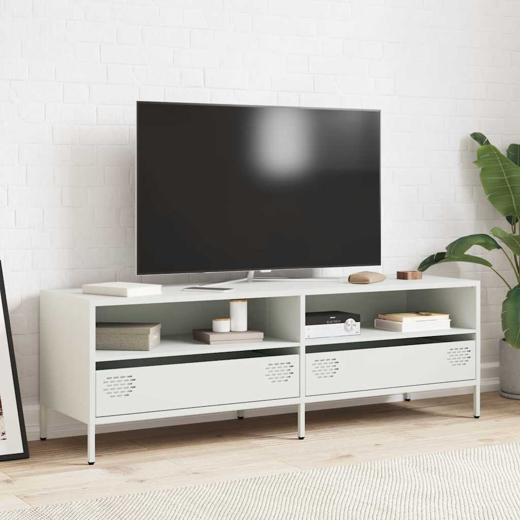 TV-skab Hvid 135x39x43,5 cm Koldvalset stål