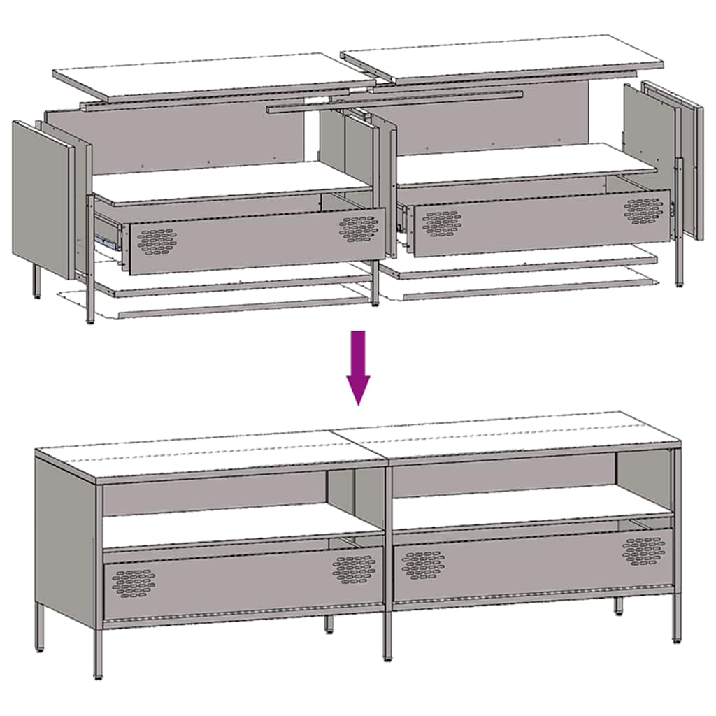 TV-skab Hvid 135x39x43,5 cm Koldvalset stål