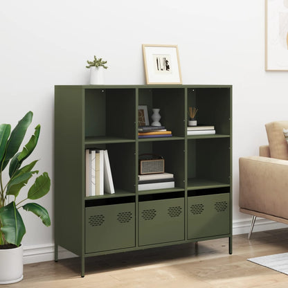 Sideboard Olivgrün 101,5x39x103,5 cm Stahl
