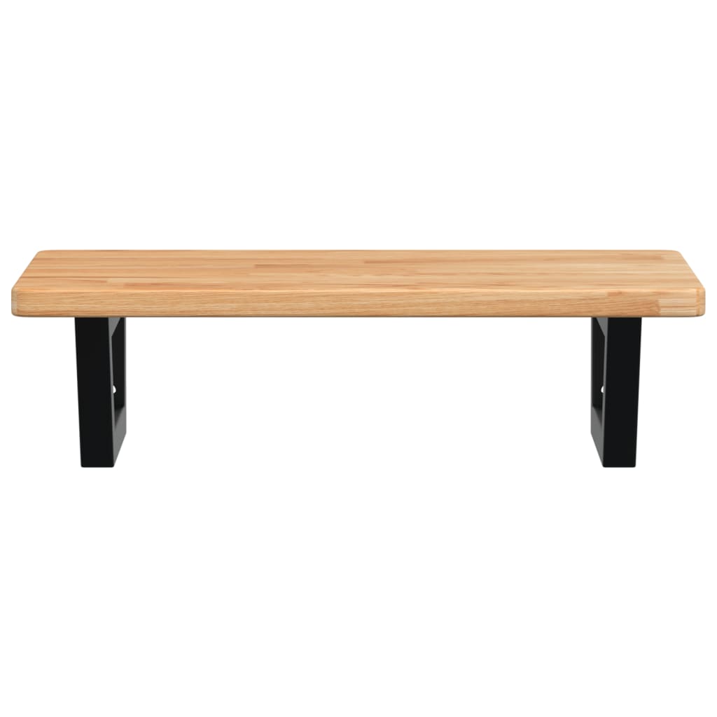 Waschtischplatte mit Halterung Stahl und Massivholz Eiche