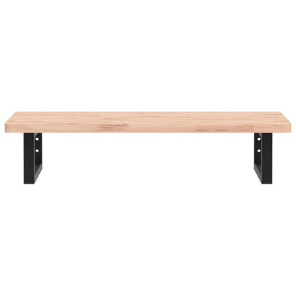 Waschbeckenregal Wandmontage Stahl und Massivholz Buche