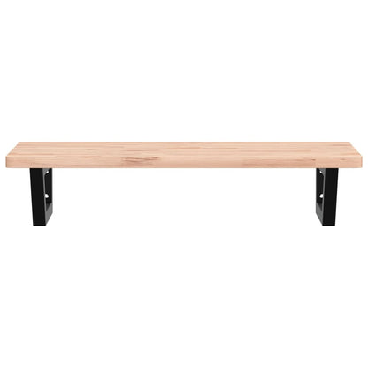 Waschbeckenregal Wandmontage Stahl und Massivholz Buche