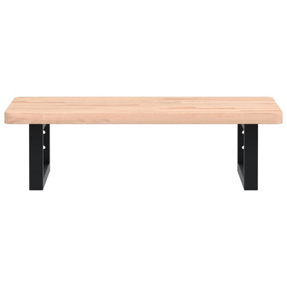 Waschbeckenregal Wandmontage Stahl und Massivholz Buche