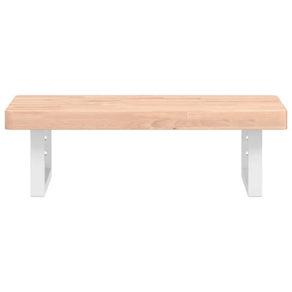 Waschbeckenregal Wandmontage Stahl und Massivholz Buche