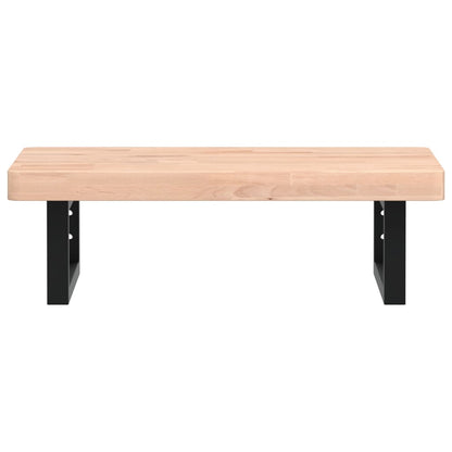 Waschbeckenregal Wandmontage Stahl und Massivholz Buche