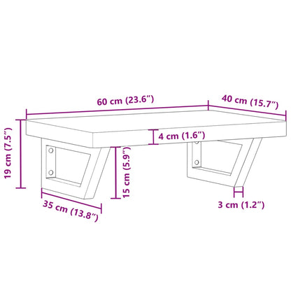 Waschbeckenregal Wandmontage Stahl und Massivholz Buche