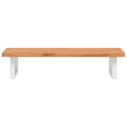 Waschbeckenregal Wandmontage Stahl und Massivholz Buche