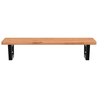 Waschbeckenregal Wandmontage Stahl und Massivholz Buche