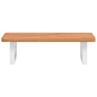 Waschbeckenregal Wandmontage Stahl und Massivholz Buche