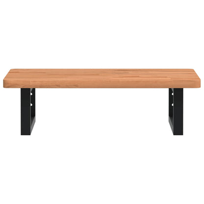 Waschbeckenregal Wandmontage Stahl und Massivholz Buche