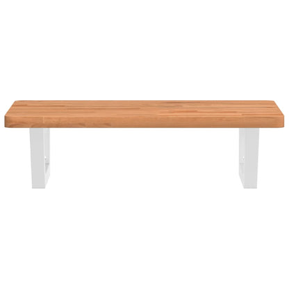 Waschbeckenregal Wandmontage Stahl und Massivholz Buche