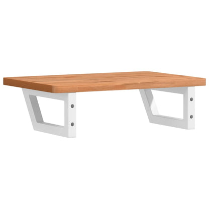 Waschbeckenregal Wandmontage Stahl und Massivholz Buche