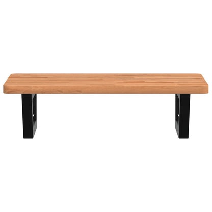 Waschbeckenregal Wandmontage Stahl und Massivholz Buche