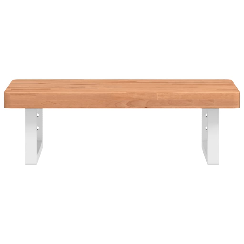 Waschbeckenregal Wandmontage Stahl und Massivholz Buche