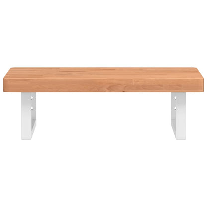 Waschbeckenregal Wandmontage Stahl und Massivholz Buche