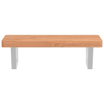 Waschbeckenregal Wandmontage Stahl und Massivholz Buche