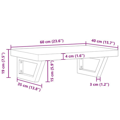 Waschbeckenregal Wandmontage Stahl und Massivholz Buche