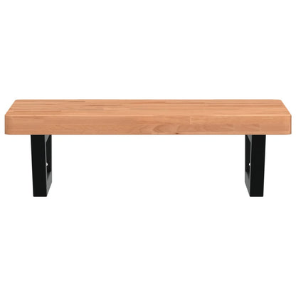 Waschbeckenregal Wandmontage Stahl und Massivholz Buche
