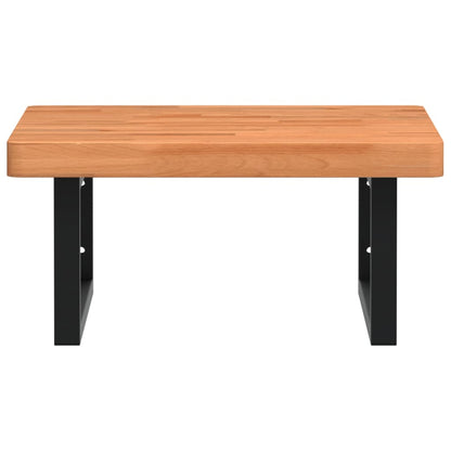 Waschbeckenregal Wandmontage Stahl und Massivholz Buche