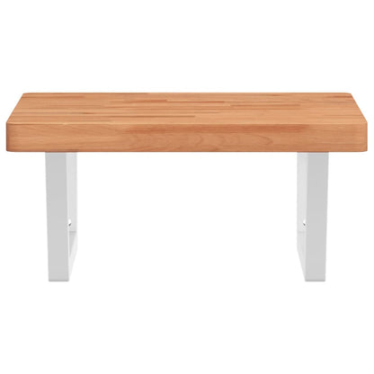 Waschbeckenregal Wandmontage Stahl und Massivholz Buche