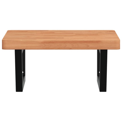 Waschbeckenregal Wandmontage Stahl und Massivholz Buche