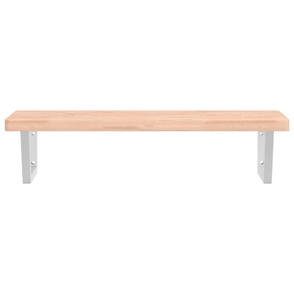 Waschbeckenregal Wandmontage Stahl und Massivholz Buche